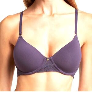 Natori Bliss Perfection Purple Contour Underwire T-Shirt Bra Size 34D #721154